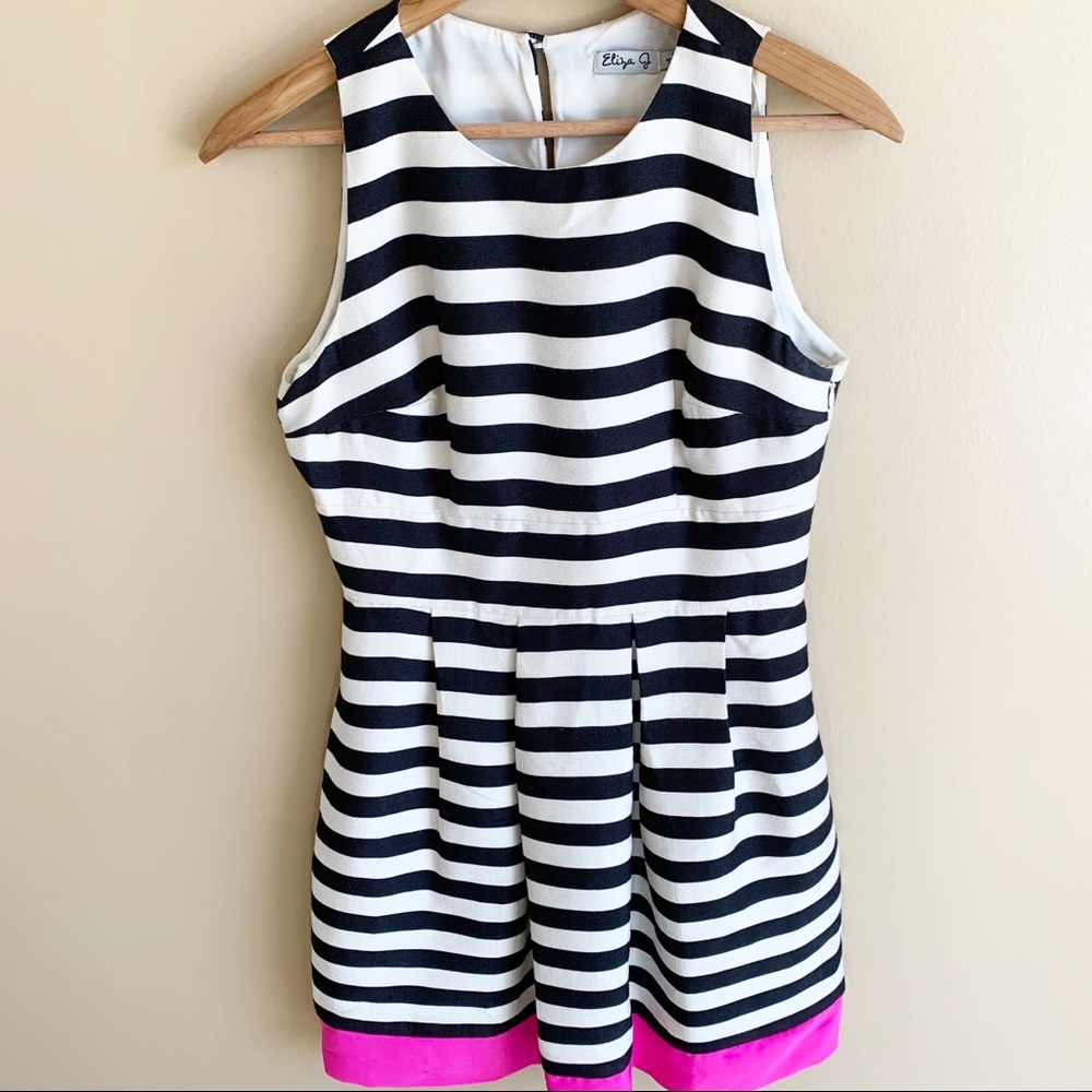 Eliza J stripe fit and flare cocktail RELISTED - Picture 3 of 13
